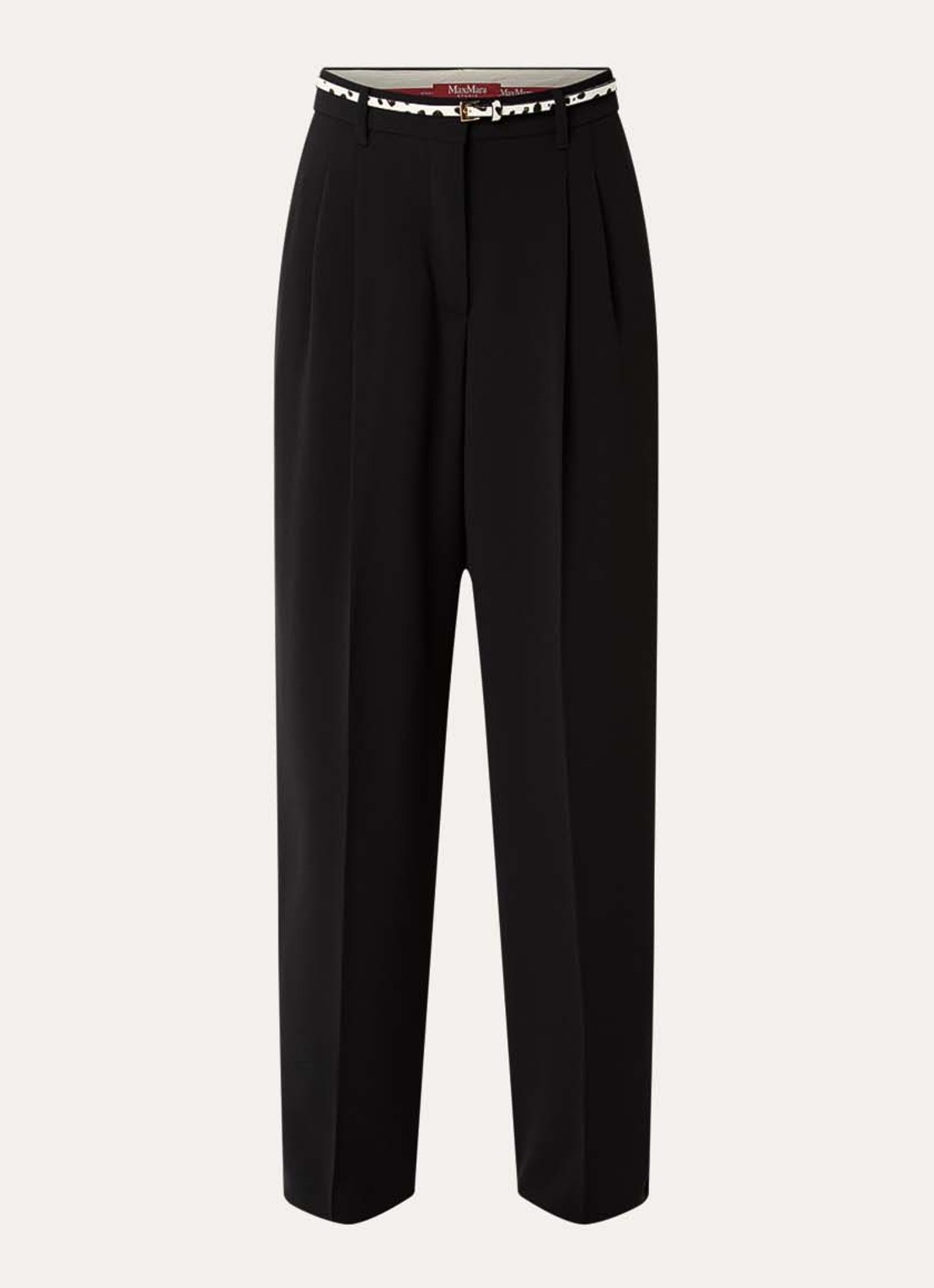 Max Mara Corvino high waist tapered fit pantalon met ceintuur - voorkant 3 zwart