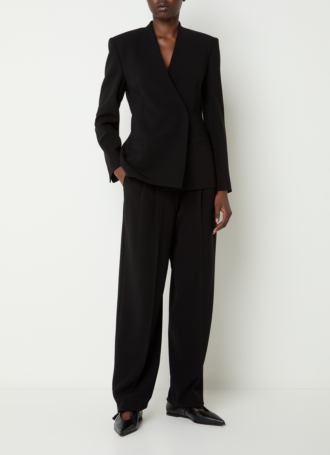 Max Mara Corvino high waist tapered fit pantalon met ceintuur - voorkant 4 zwart