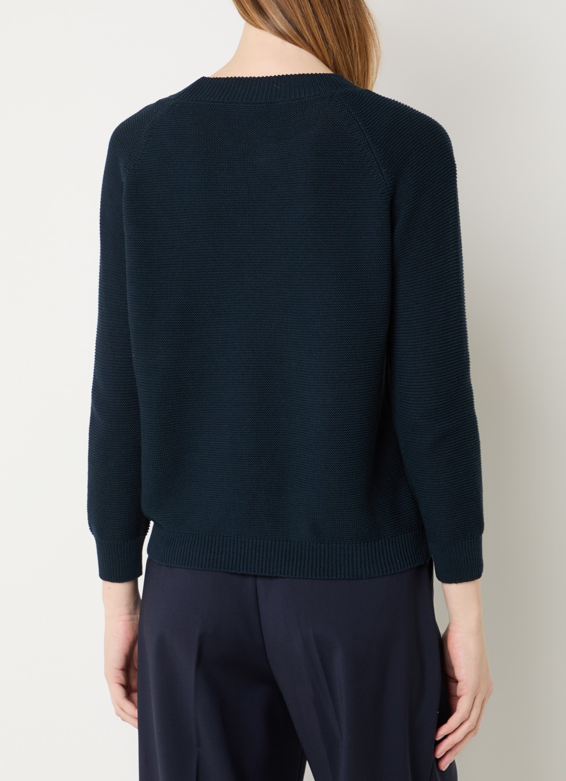 Max Mara Daere fijngebreide trui met ronde hals - achterkant 4 donkerblauw