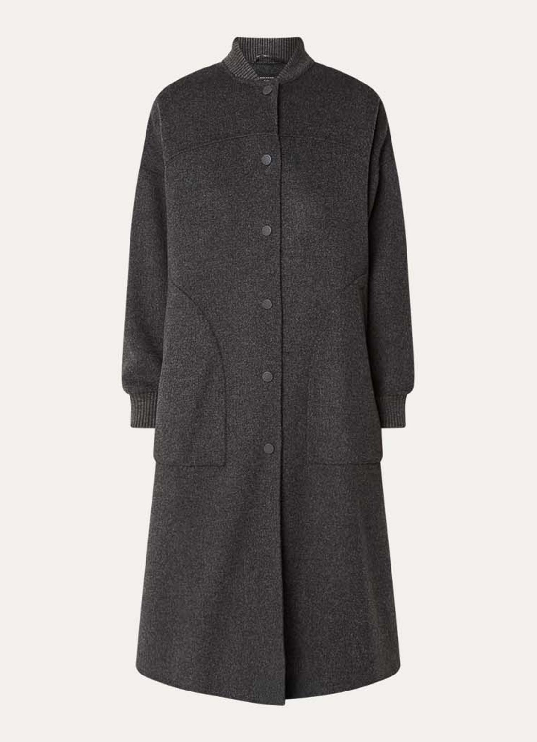 Max Mara Dalamaro mantel van scheerwol met steekzakken - voorkant antraciet
