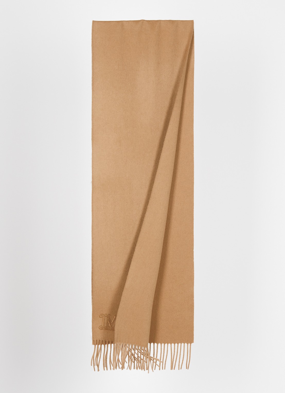 Max Mara Dalia sjaal van kasjmier met franjes 190 x 30 cm  - detail 2 camel
