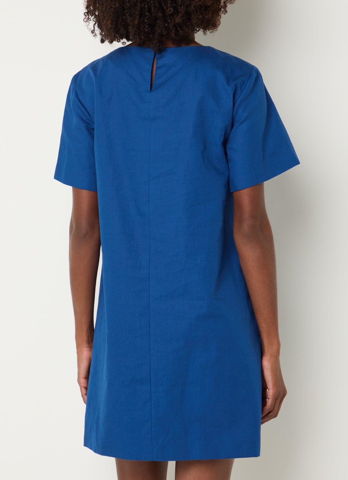 Max Mara Daloa mini jurk in linnenblend - achterkant blauw