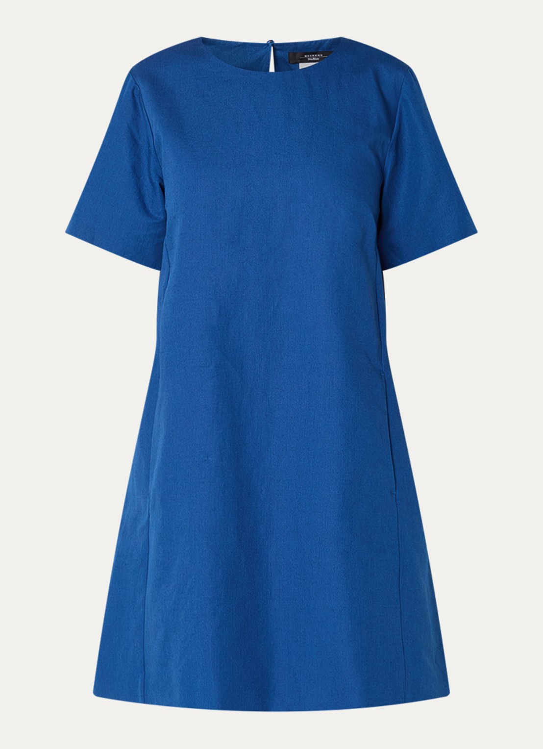 Max Mara Daloa mini jurk in linnenblend - voorkant 3 blauw