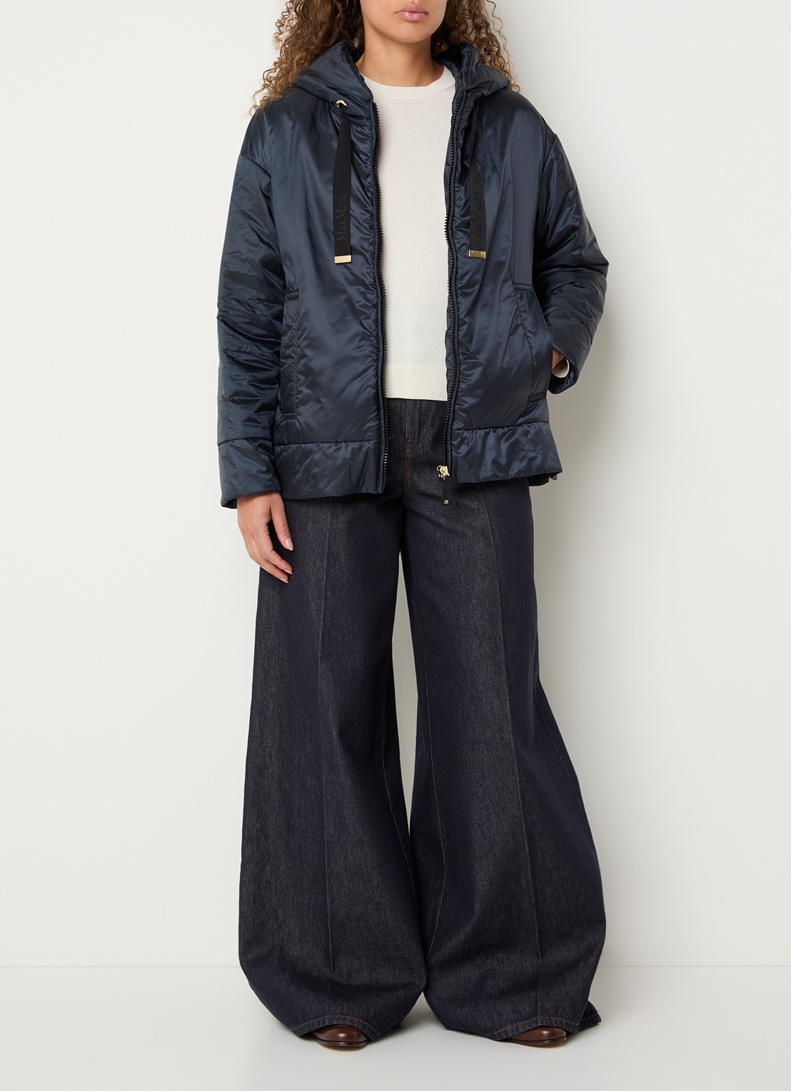Max Mara Daria gewatteerd jack met steekzakken - voorkant 4 donkerblauw