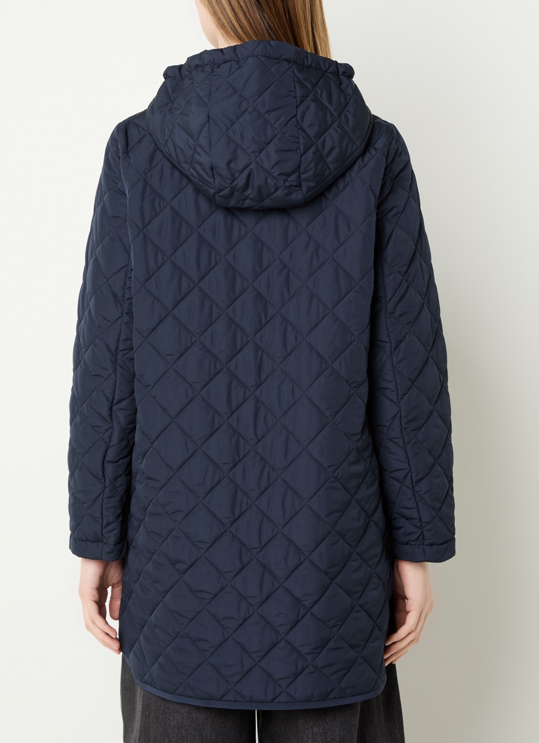 Max Mara Derio gewatteerde jas met capuchon - achterkant donkerblauw