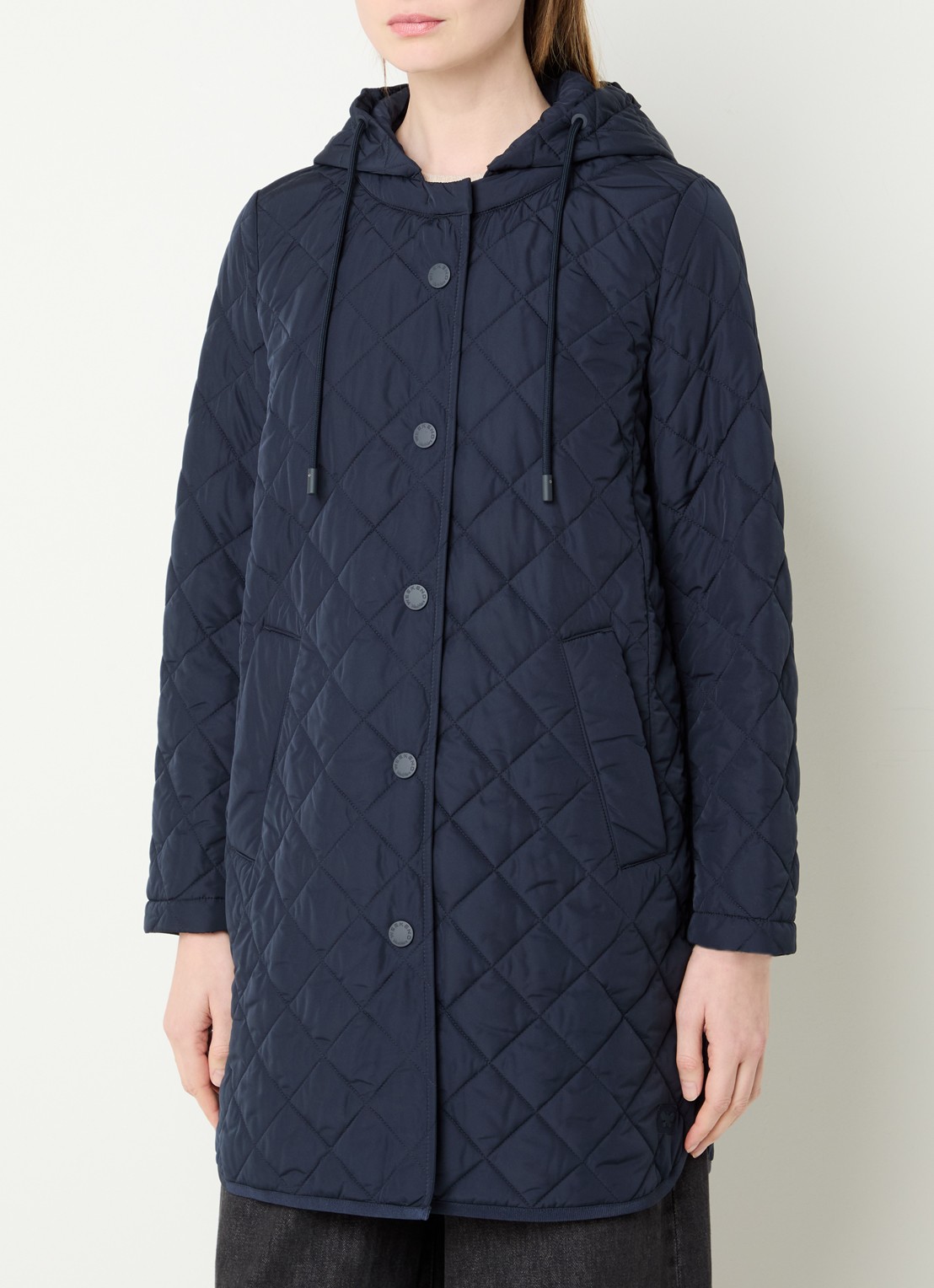 Max Mara Derio gewatteerde jas met capuchon - detail 2 donkerblauw
