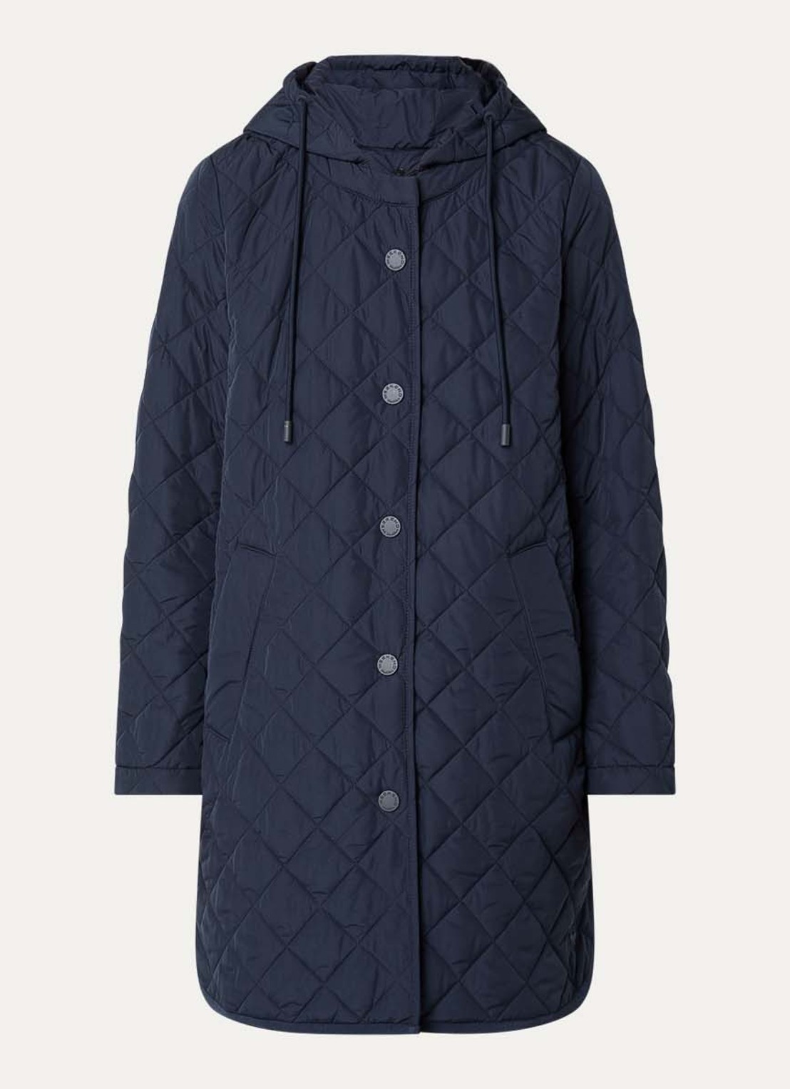 Max Mara Derio gewatteerde jas met capuchon - voorkant 3 donkerblauw