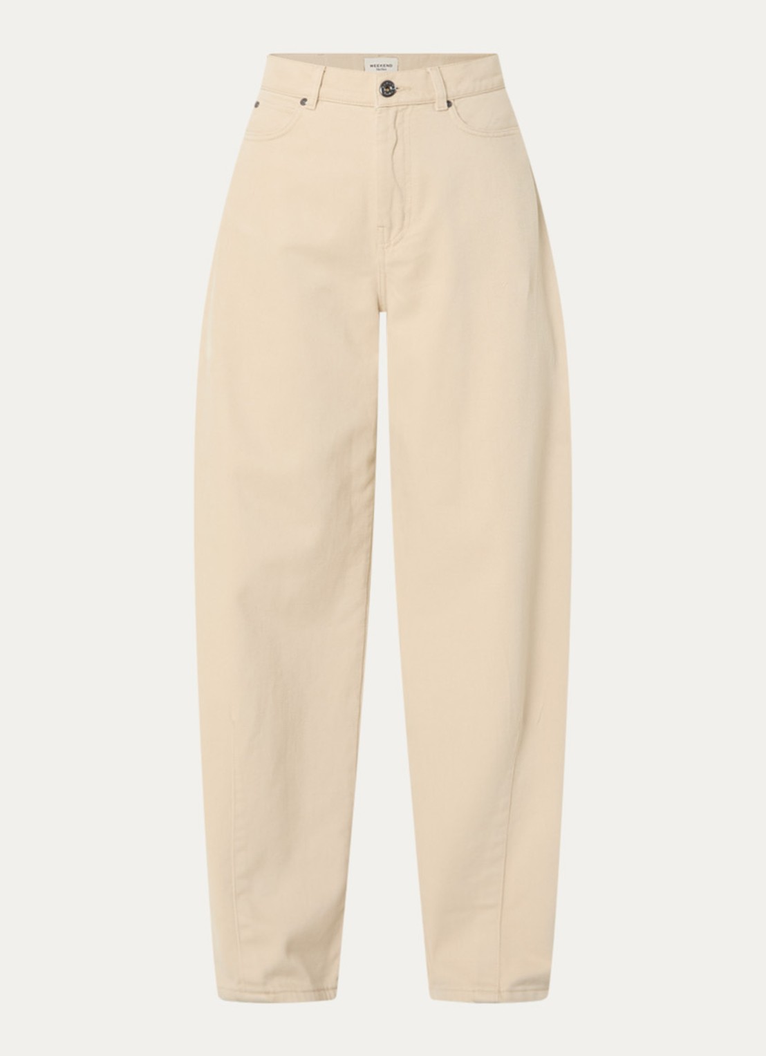 Max Mara Dordine high waist wide fit broek met steekzakken - voorkant 4 creme