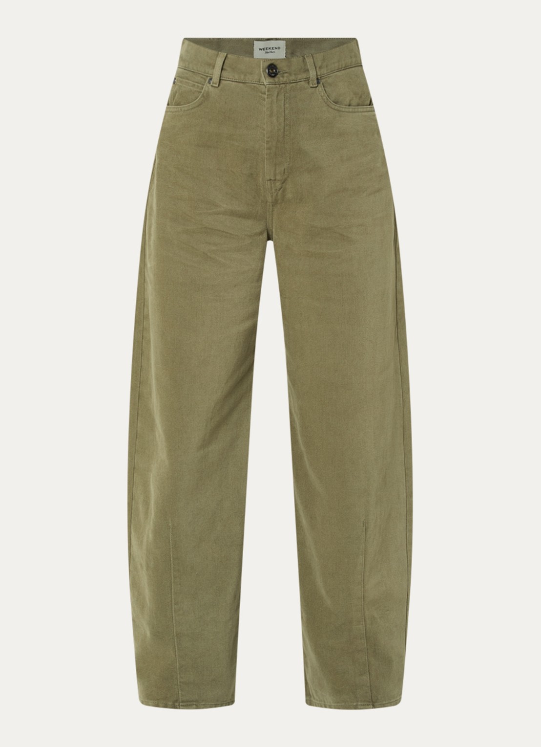 Max Mara Dordine high waist wide fit broek met steekzakken - voorkant 3 khaki