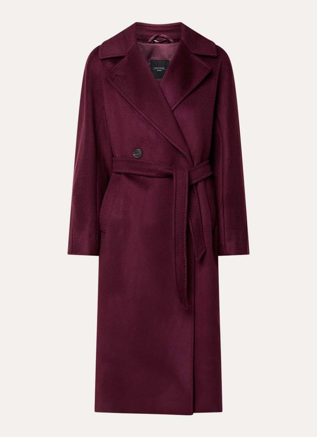 Max Mara Double-breasted blazer van wol met ceintuur - voorkant bordeauxrood