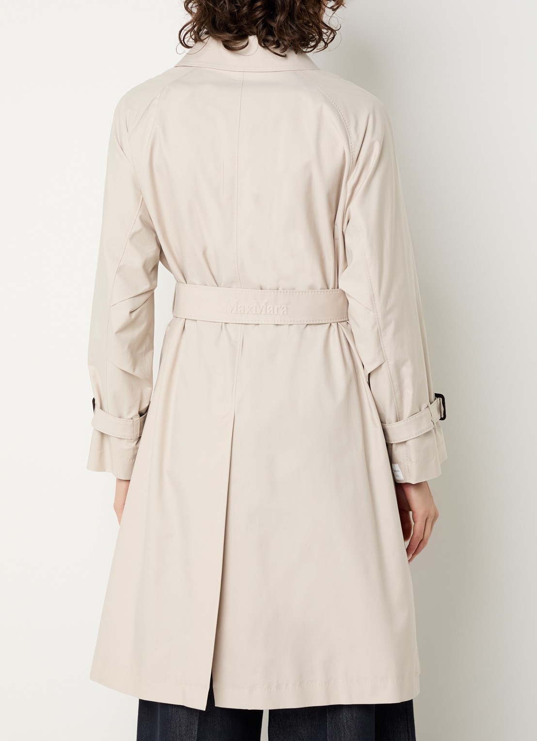 Max Mara Double-breasted trenchcoat met strikceintuur - achterkant beige
