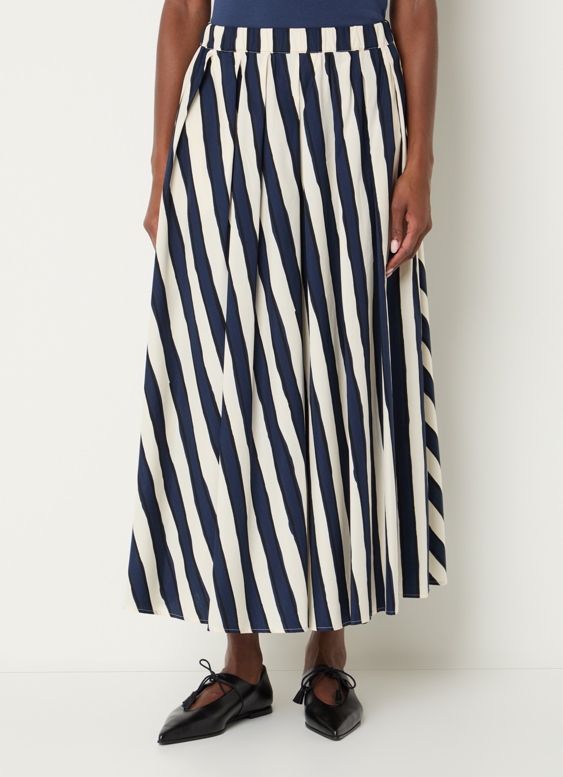 Max Mara Duomo midi rok met print en steekzakken - detail 4 donkerblauw