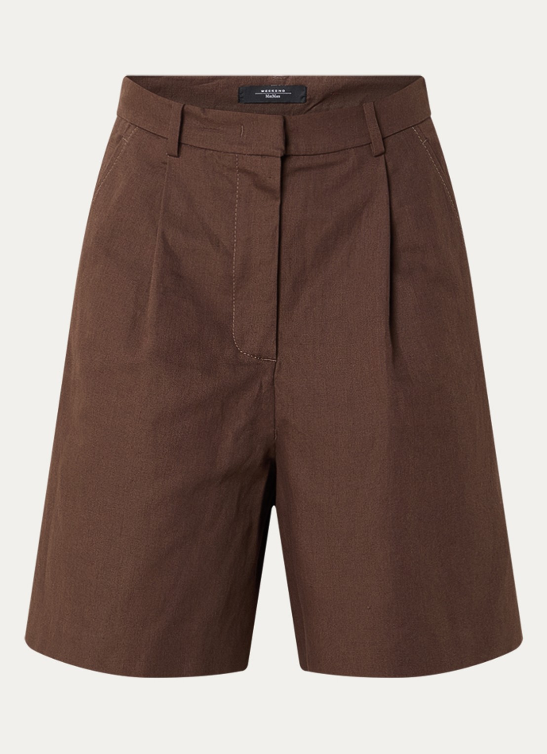 Max Mara Ecuba high waist straight fit korte broek in linnenblend - voorkant 3 bruin