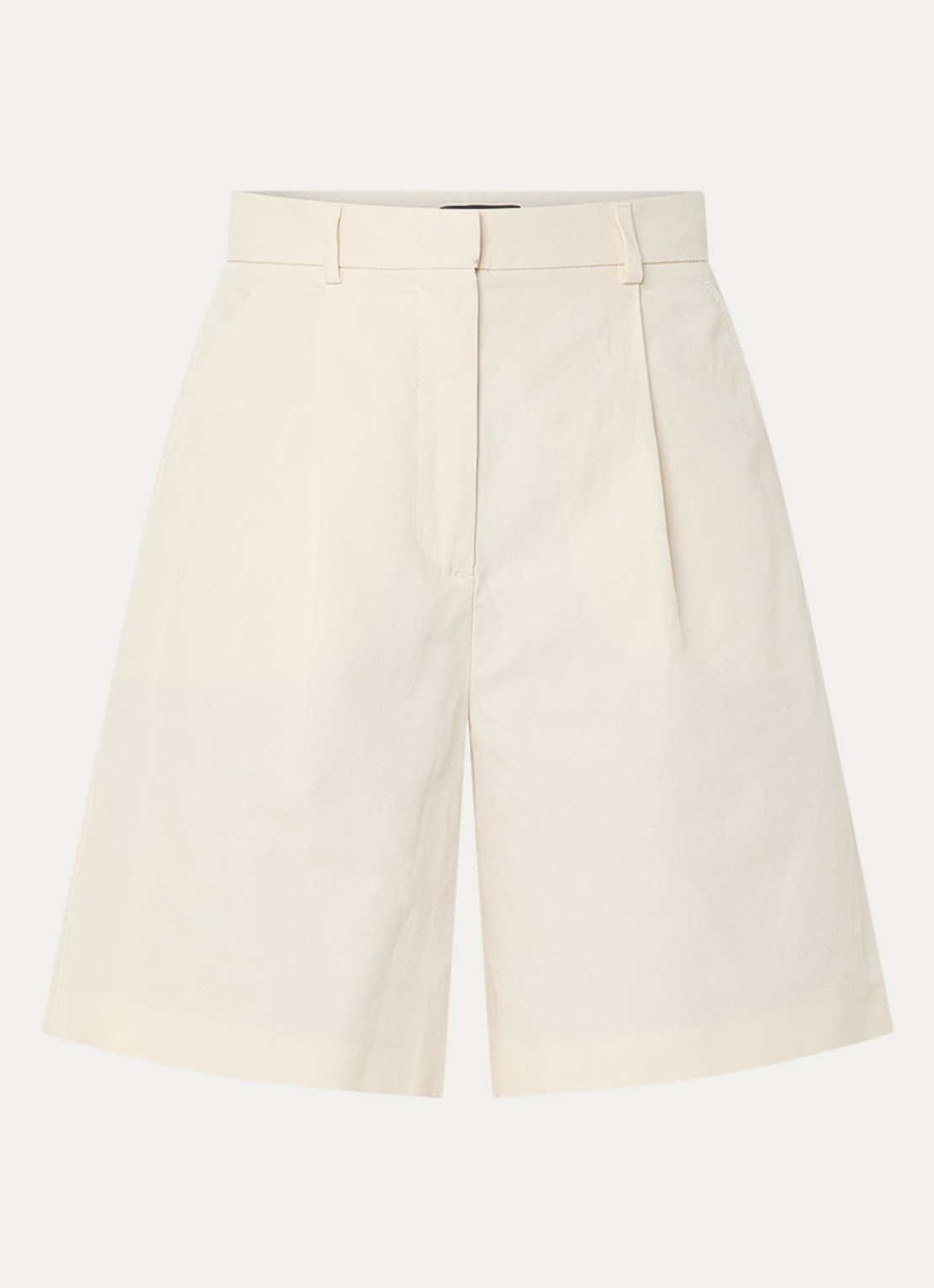 Max Mara Ecuba high waist straight fit korte broek in linnenblend - voorkant 3 gebroken wit