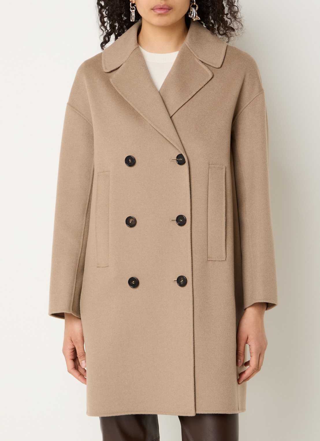 Max Mara Eden double-breasted mantel van scheerwol met steekzakken - detail 2 beige