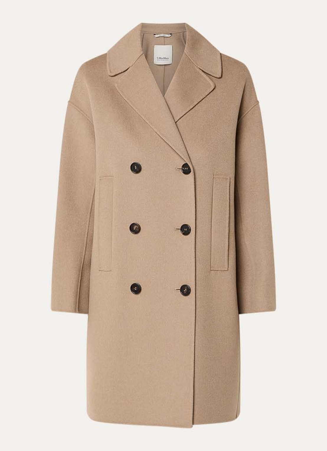 Max Mara Eden double-breasted mantel van scheerwol met steekzakken - voorkant 3 beige