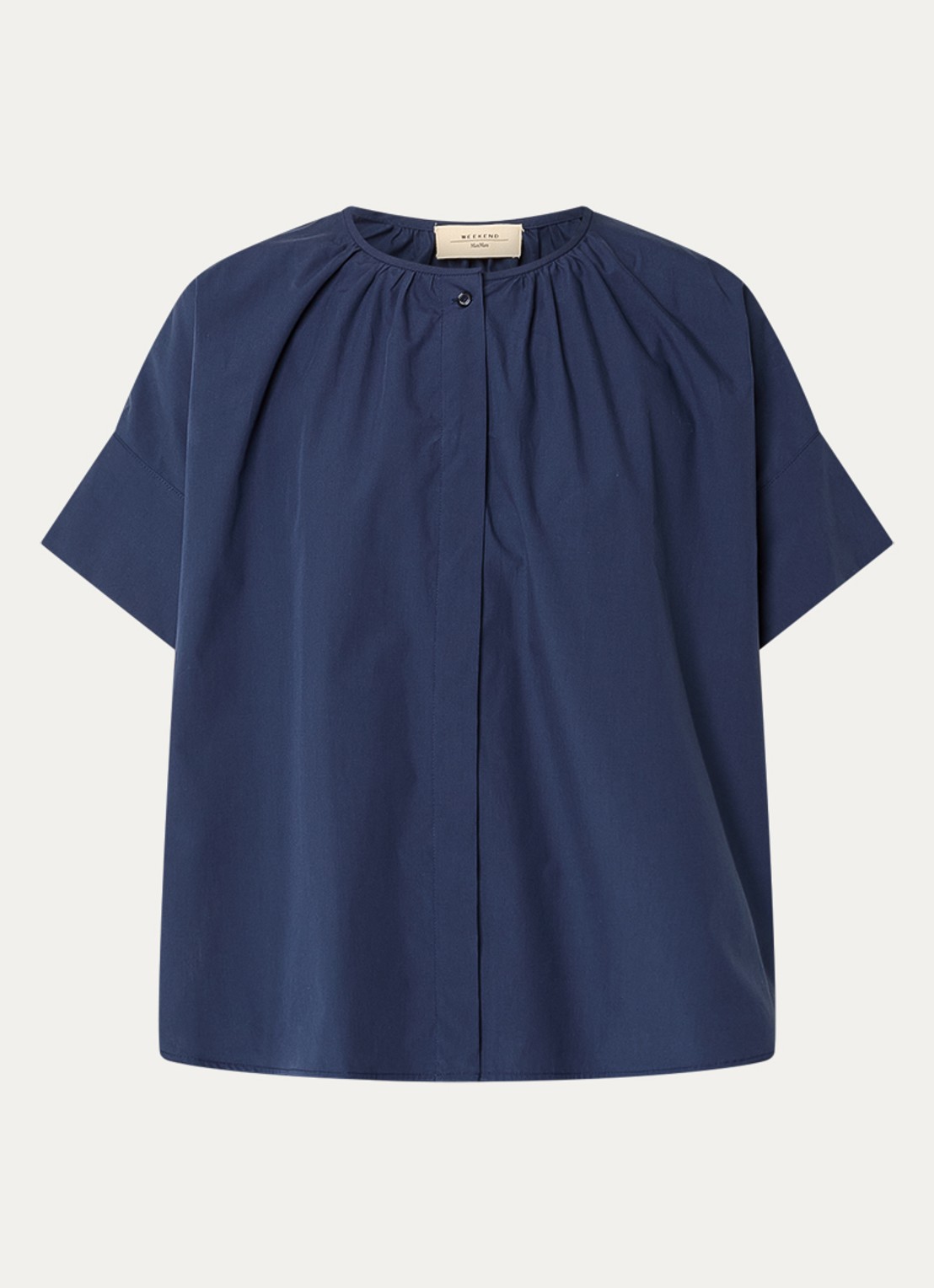Max Mara Educata tuniek met ronde hals - voorkant 3 donkerblauw