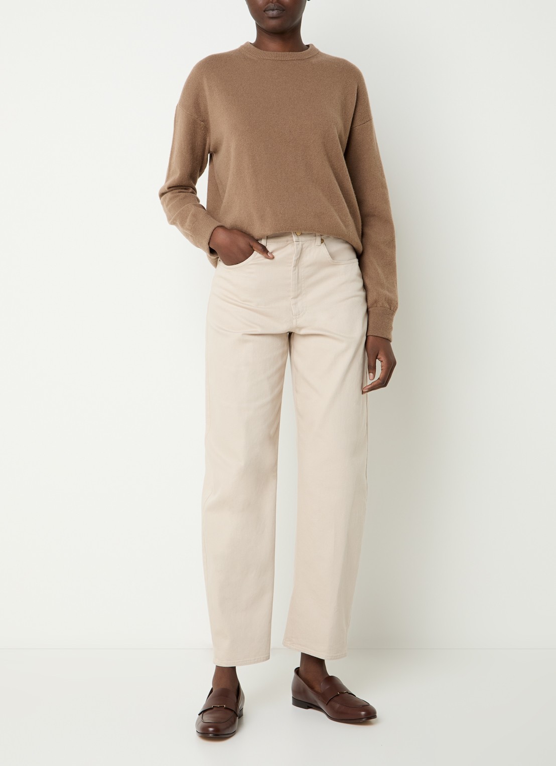 Max Mara Emily high waist tapered jeans met gekleurde wassing - voorkant 2 beige
