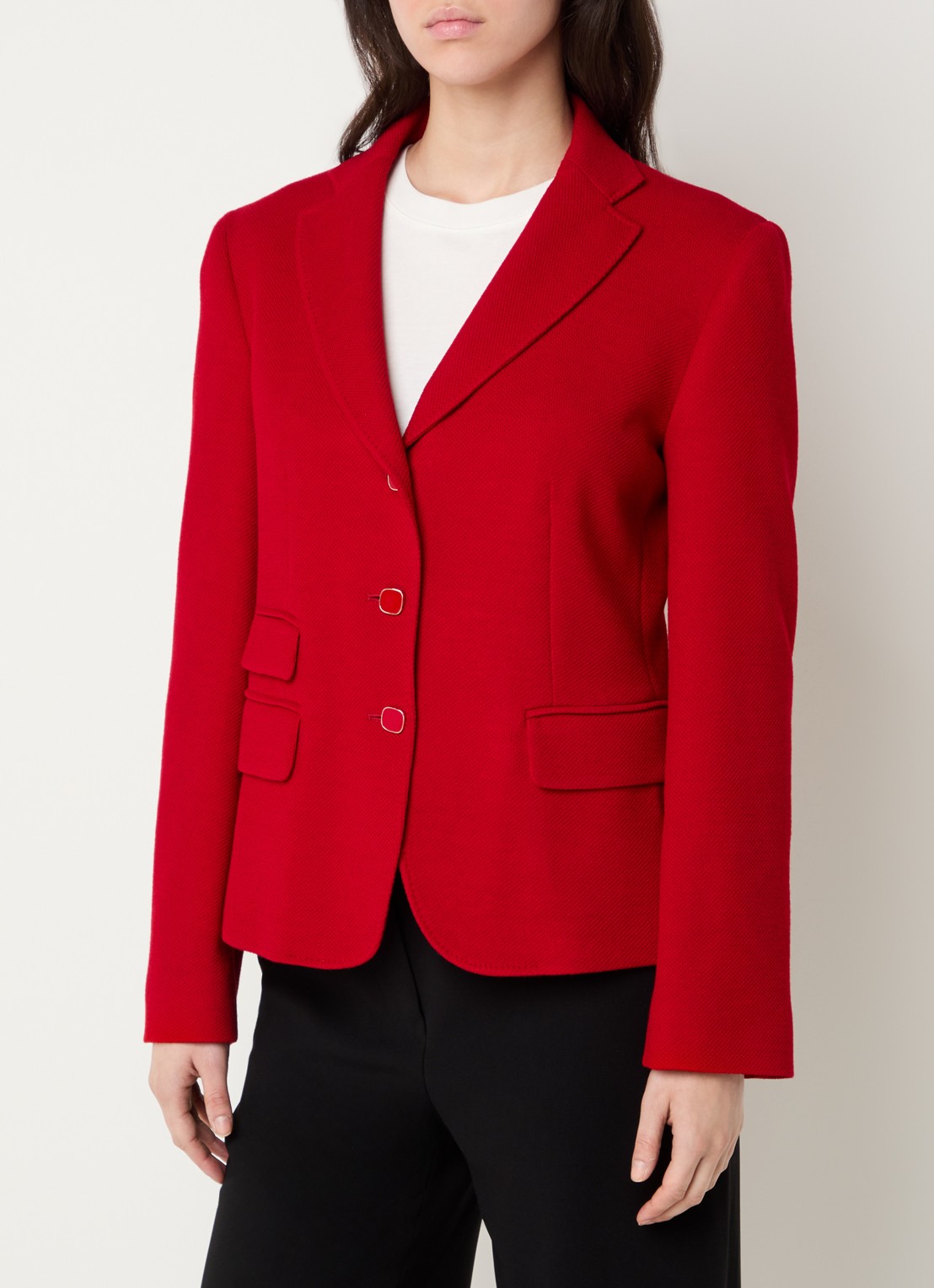 Max Mara Emiro blazer in scheerwolblend met klepzakken - detail 4 rood