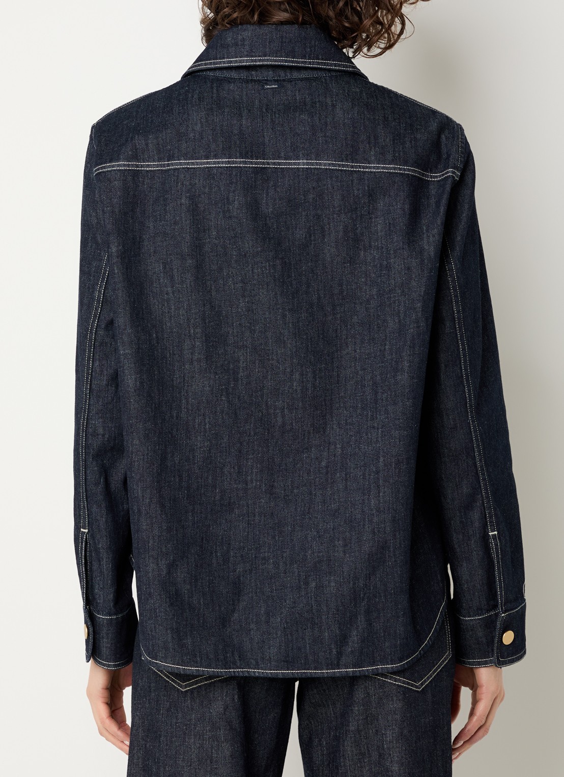 Max Mara Enfasi blouse van denim - achterkant indigo