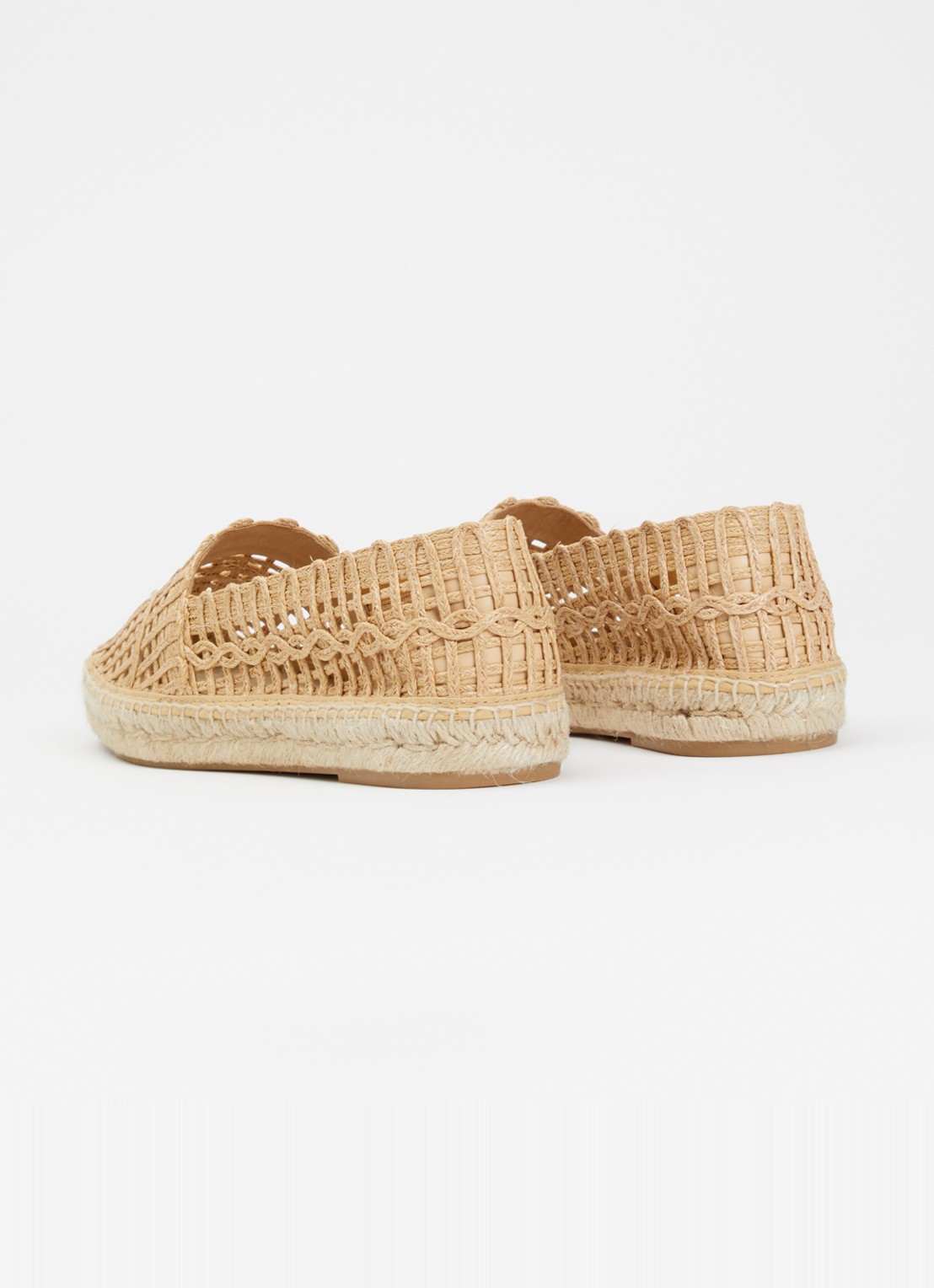 Max Mara Espadrille met opengewerkt dessin - achterkant 8 camel