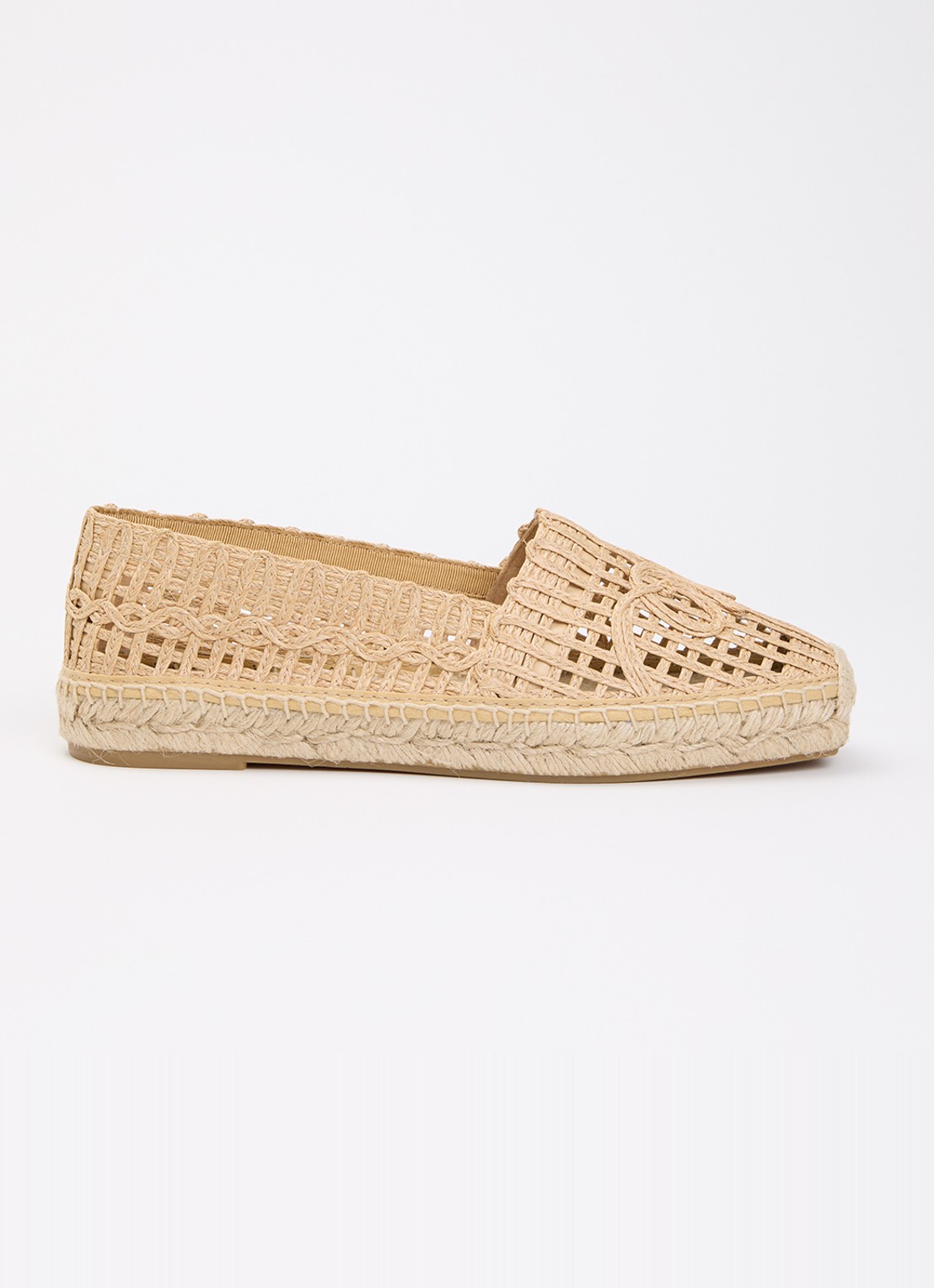 Max Mara Espadrille met opengewerkt dessin - voorkant 2 camel