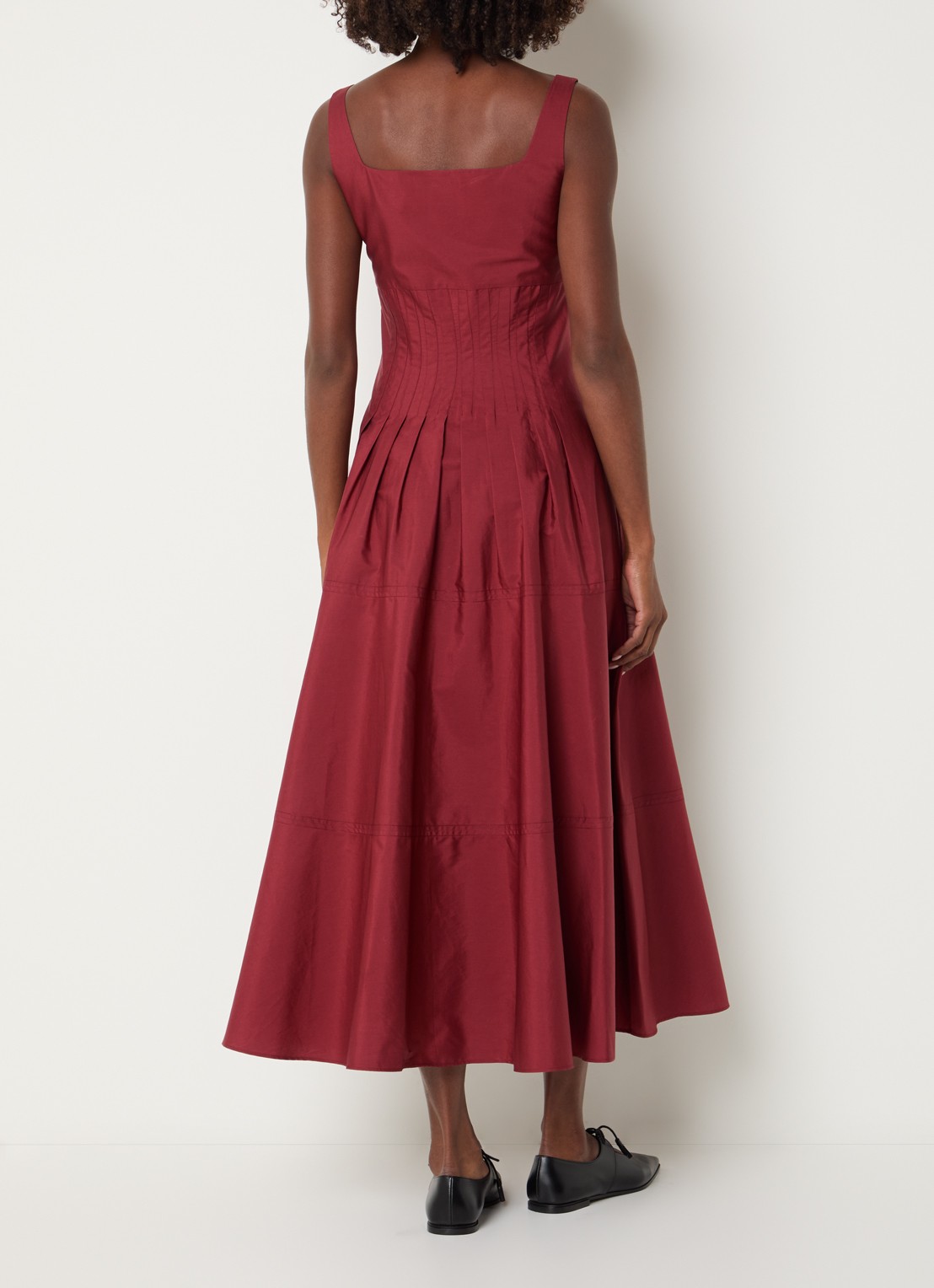 Max Mara Feltre midi jurk met steekzakken - achterkant rood