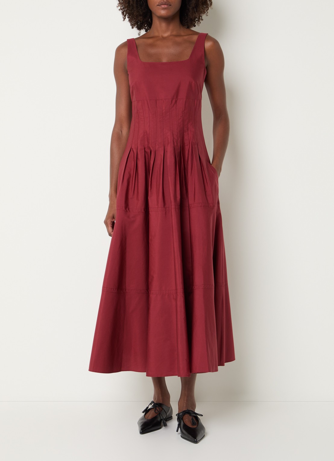 Max Mara Feltre midi jurk met steekzakken - detail 2 rood