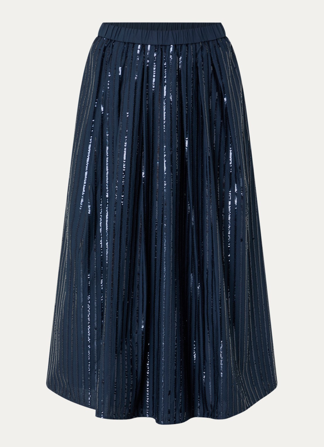 Max Mara Fidori midi rok met pailletten en steekzakken - voorkant 2 donkerblauw