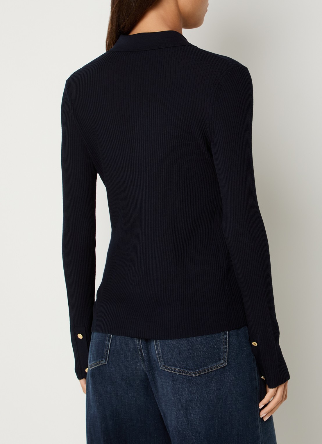 Max Mara Fijngebreid vest in wolblend - achterkant 2 donkerblauw