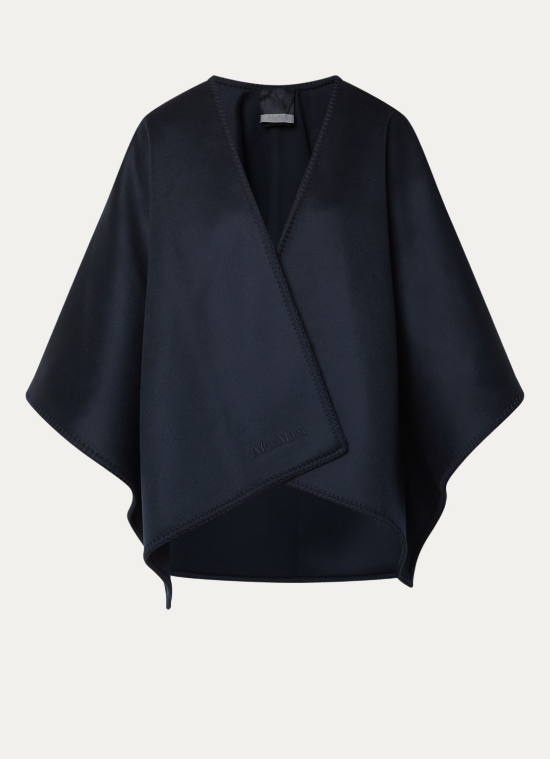 Max Mara Fijngebreide poncho in wolblend - voorkant donkerblauw