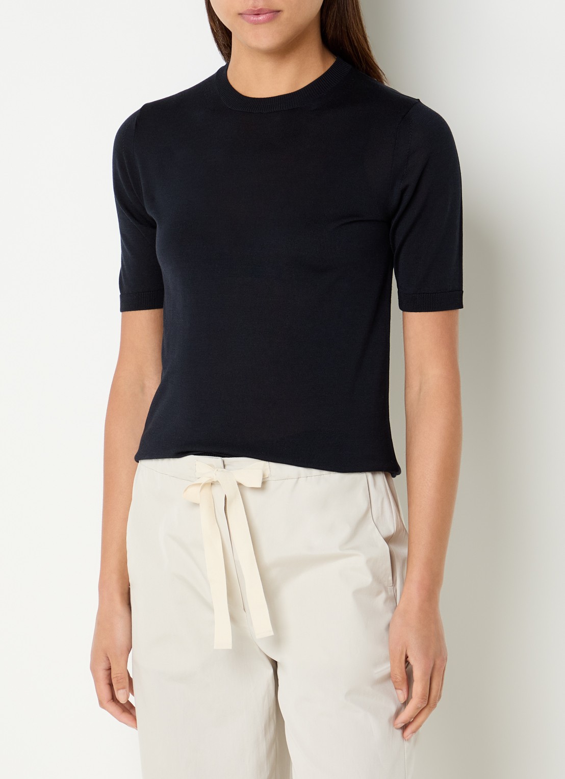 Max Mara Fijngebreide Top in kasjmierblend - detail donkerblauw