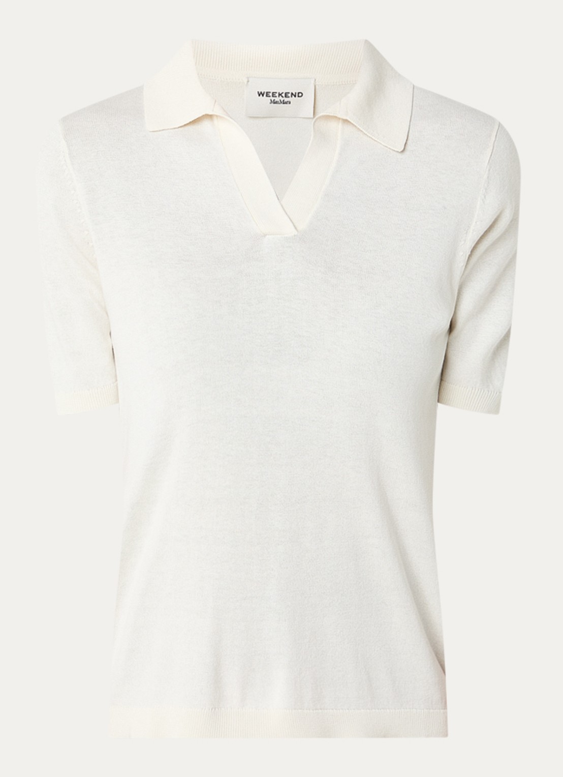 Max Mara Fijngebreide top in zijdeblend - voorkant 2 gebroken wit