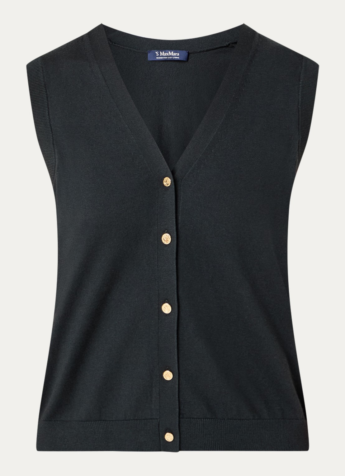 Max Mara Fijngebreide top met ronde hals - voorkant 2 groen