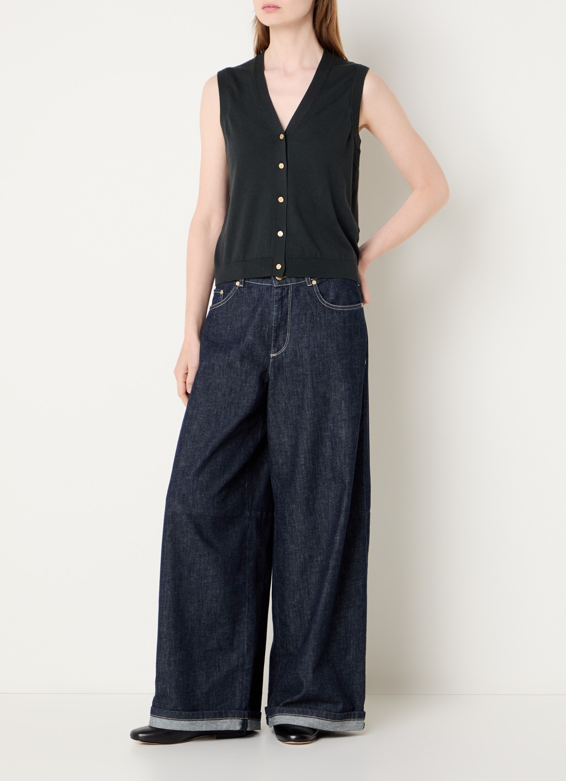 Max Mara Fijngebreide top met ronde hals - voorkant 3 groen