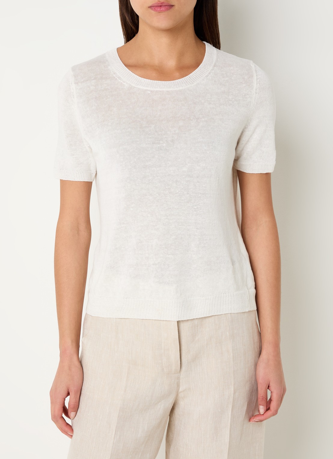 Max Mara Fijngebreide top van linnen - detail 3 wit