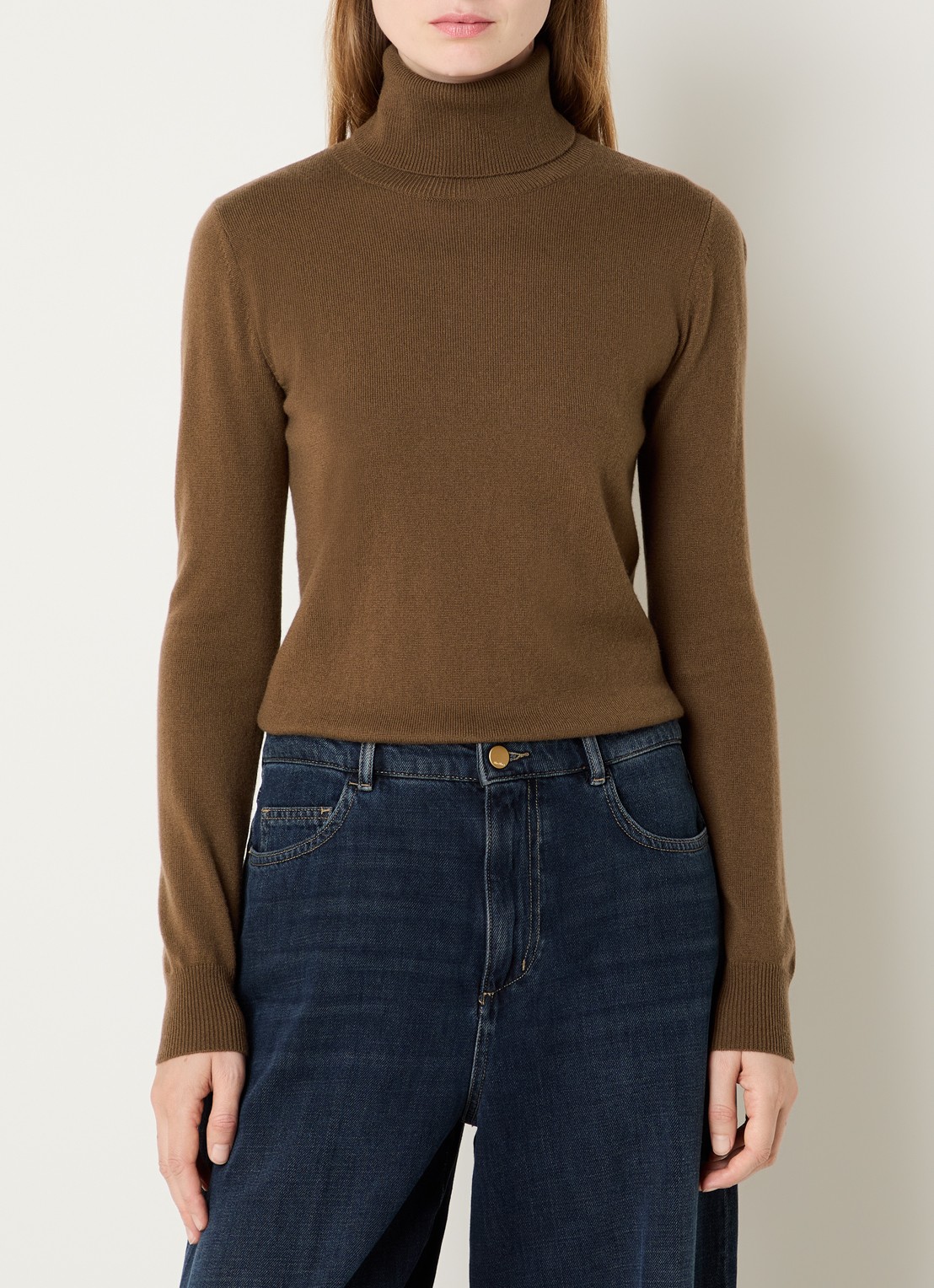 Max Mara Fijngebreide trui in kasjmierblend met col - detail 4 hazelnootbruin