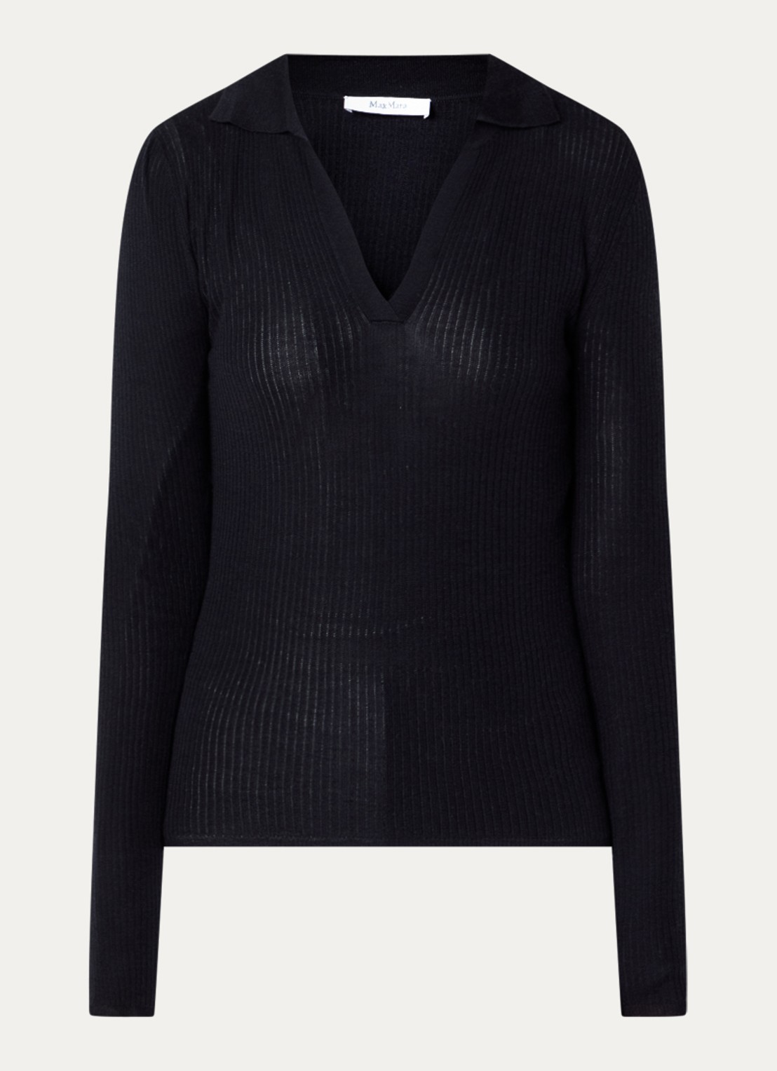 Max Mara Fijngebreide trui in kasjmierblend - voorkant 2 donkerblauw