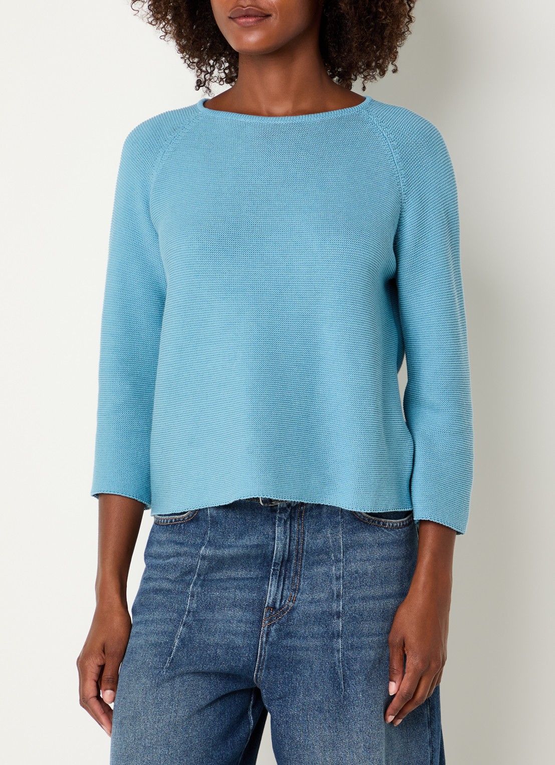 Max Mara Fijngebreide trui met boothals - detail 3 blauwgrijs
