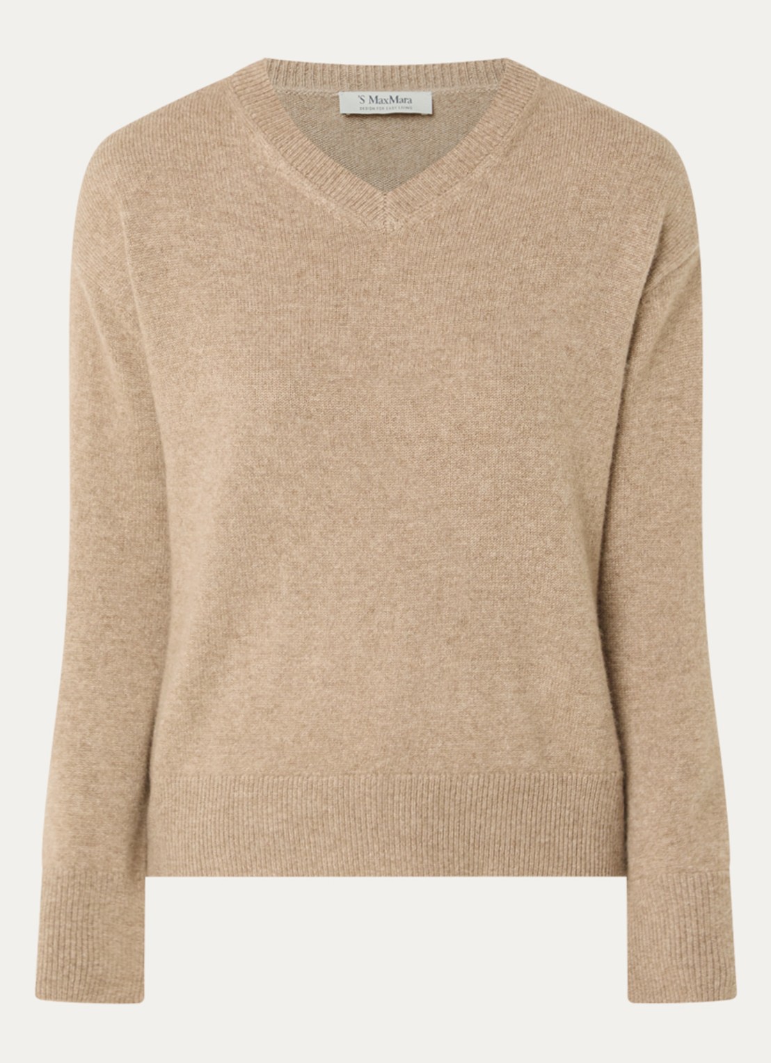 Max Mara Fijngebreide trui van kasjmier - voorkant 3 donkerbeige