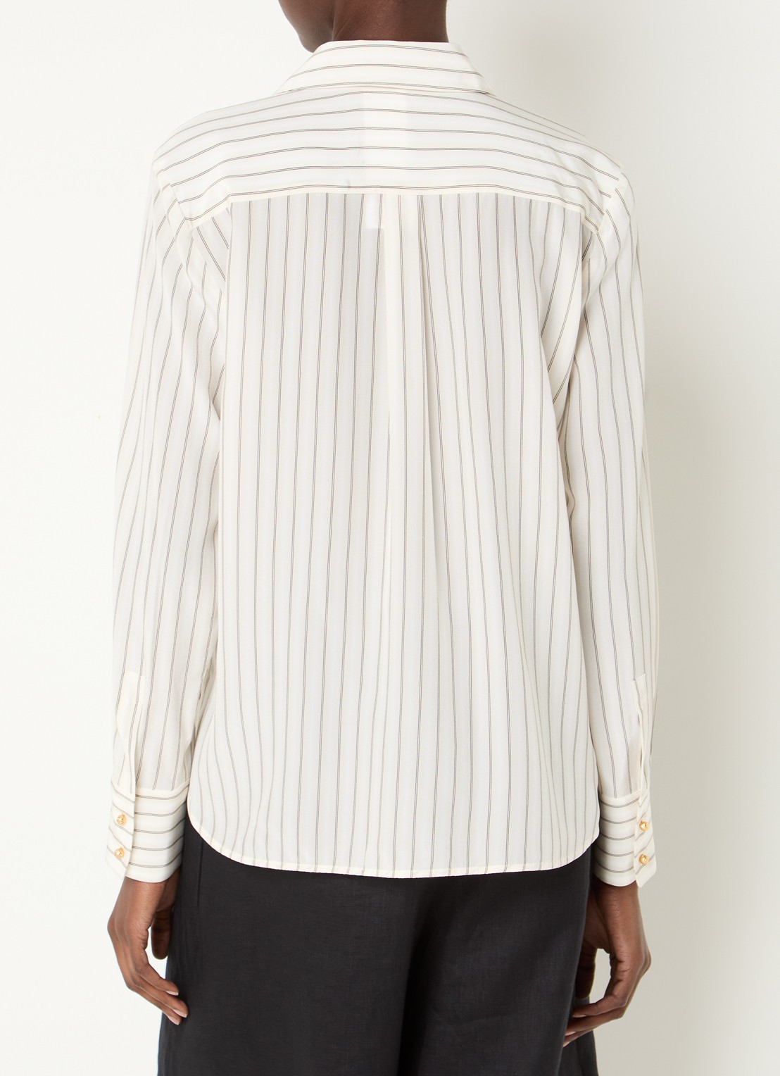 Max Mara Flirt blouse van zijde met streepprint - achterkant ivoor