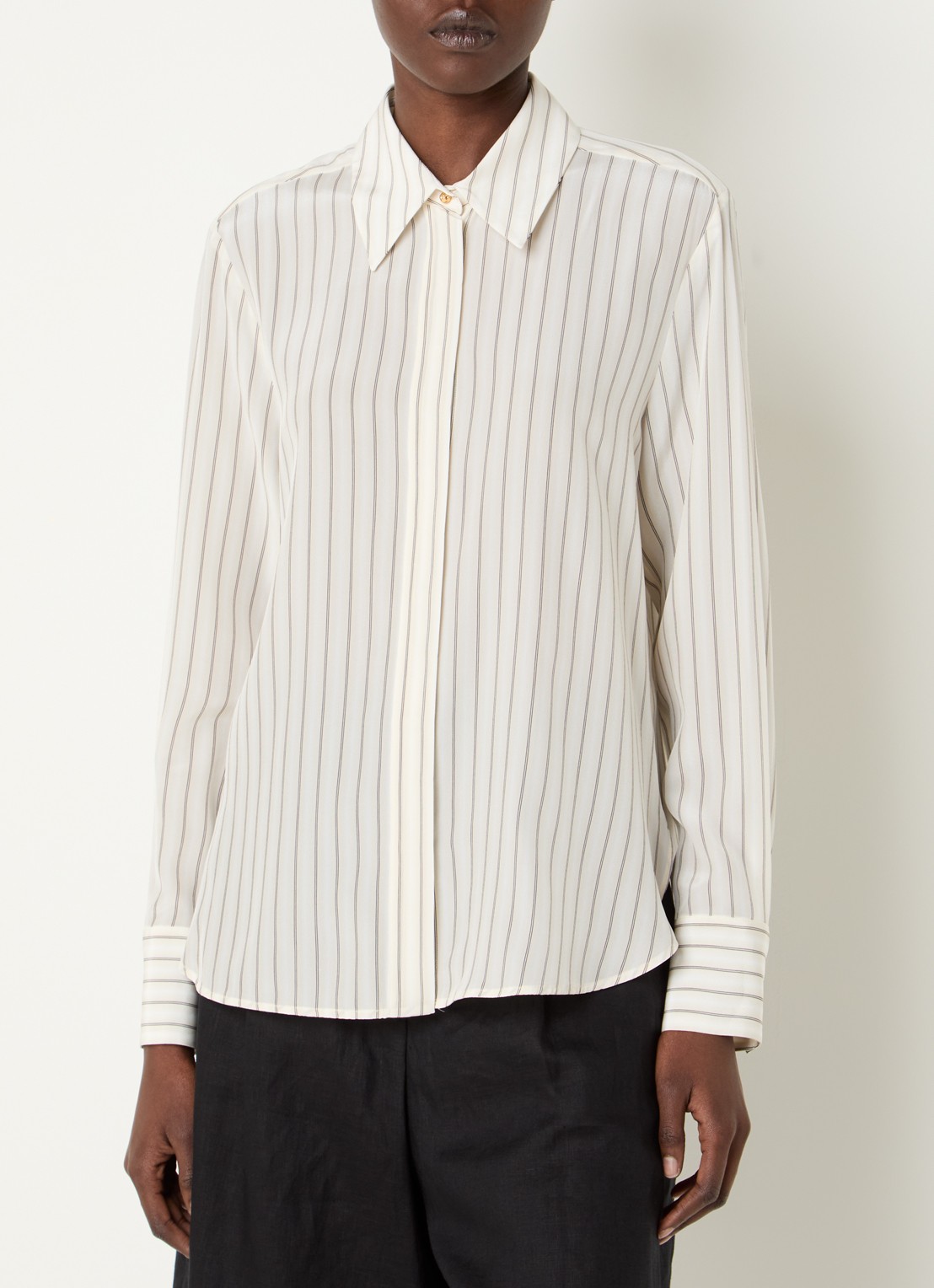 Max Mara Flirt blouse van zijde met streepprint - detail 4 ivoor