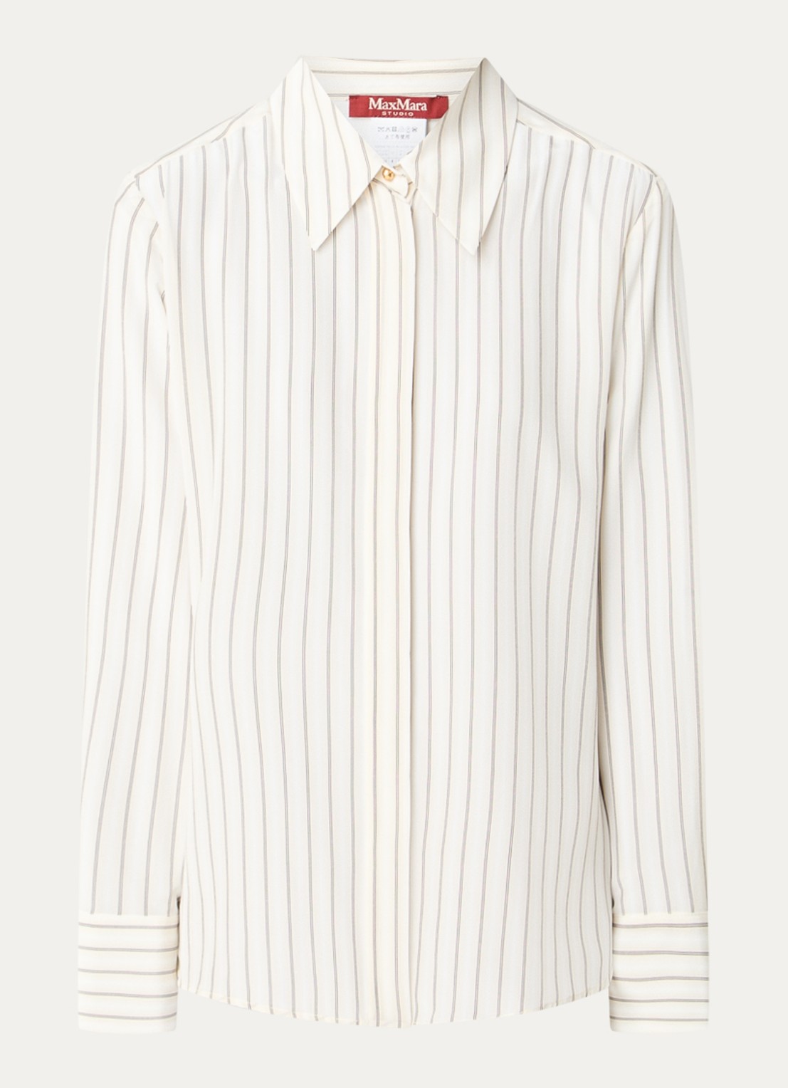 Max Mara Flirt blouse van zijde met streepprint - voorkant 2 ivoor