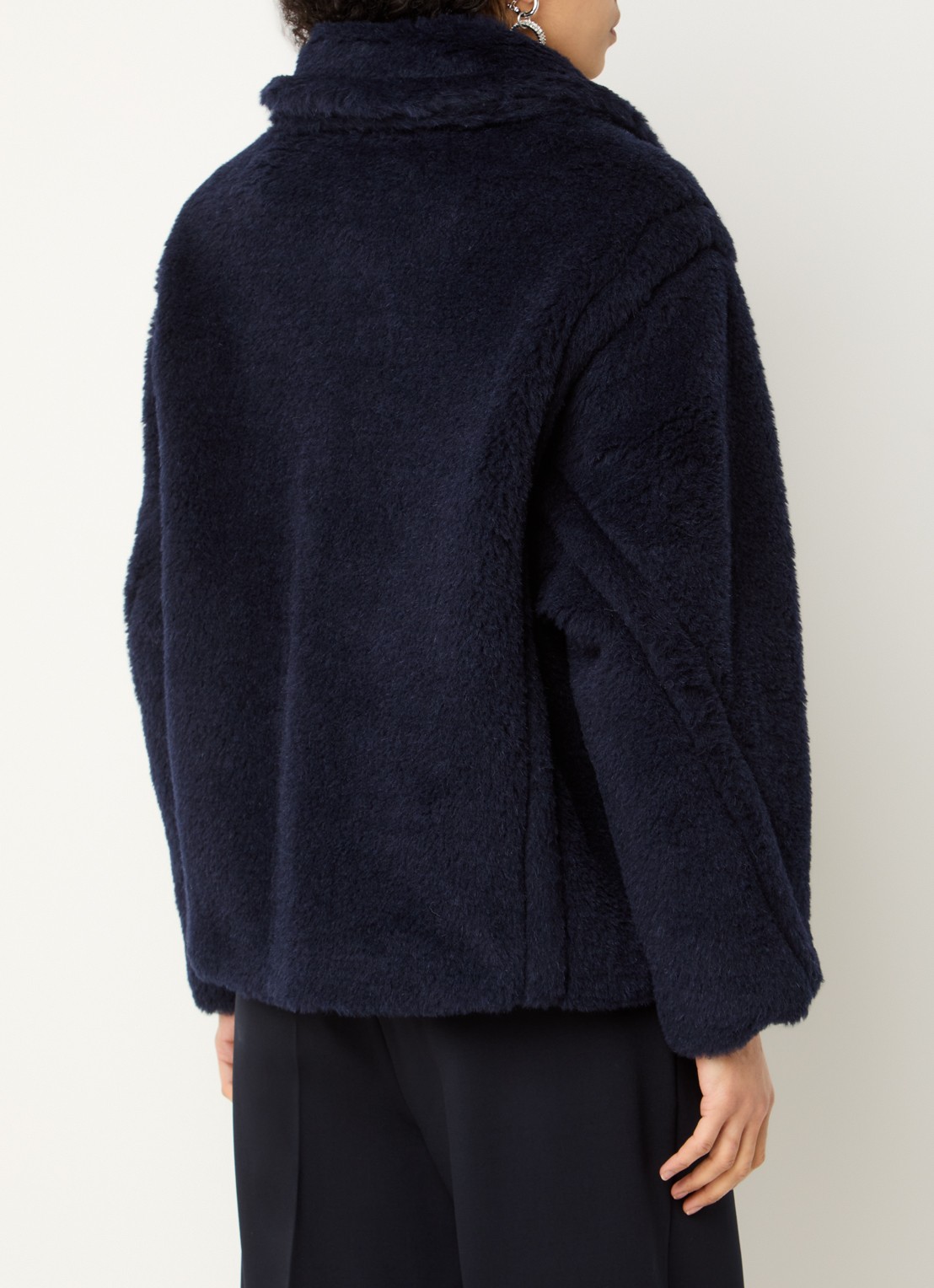 Max Mara Fuggito mantel in scheerwolblend met steekzakken - achterkant 2 donkerblauw