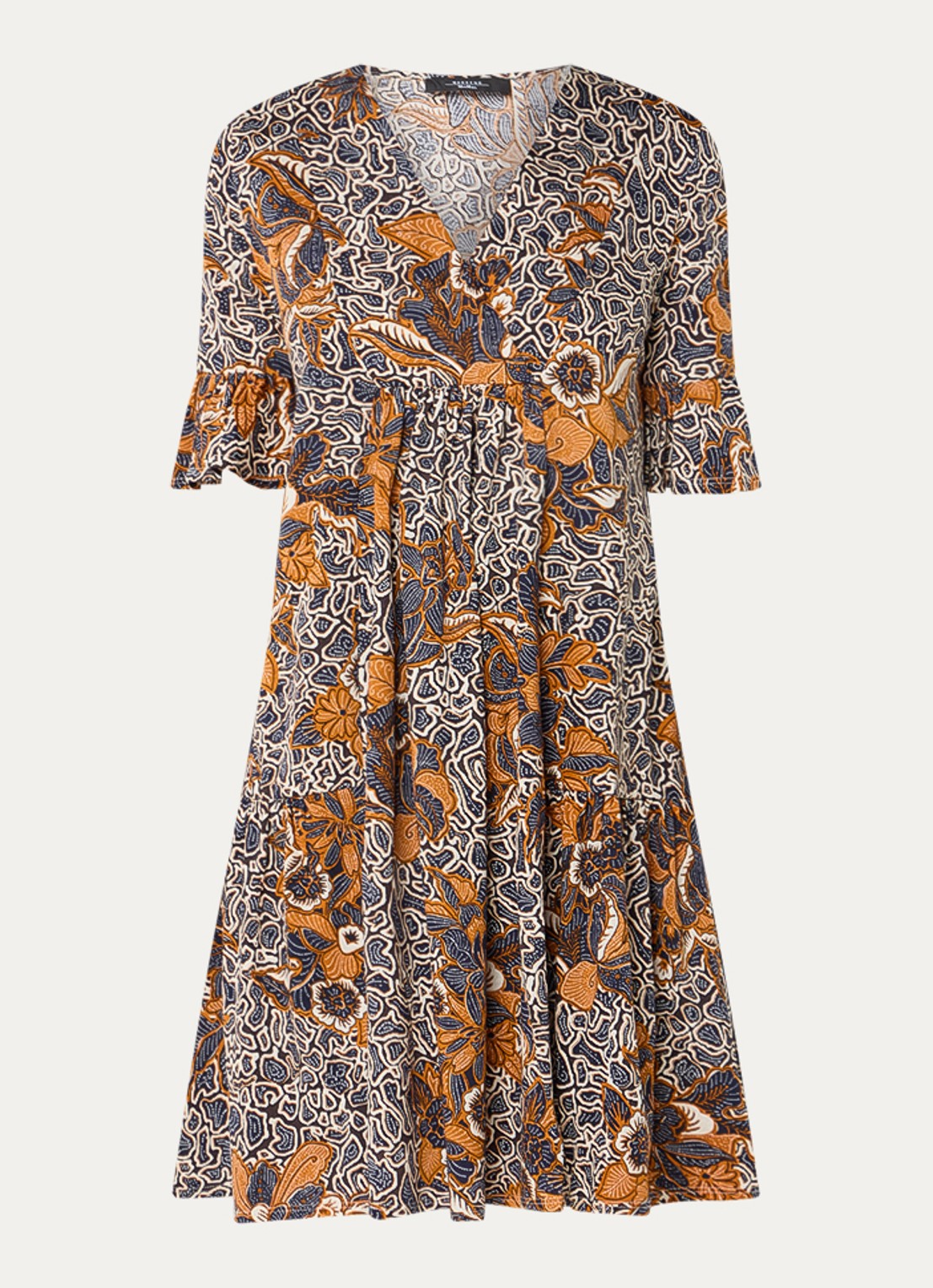 Max Mara Fuoco mini tuniekjurk met bloemenprint - voorkant donkerblauw