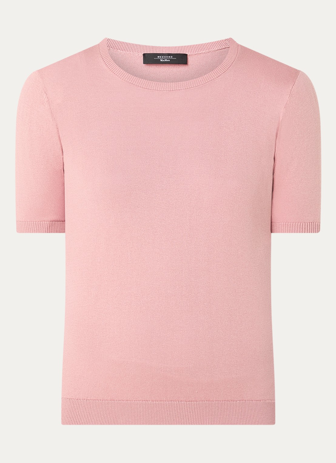 Max Mara Gabarra T-shirt van satijn - voorkant 2 oudroze