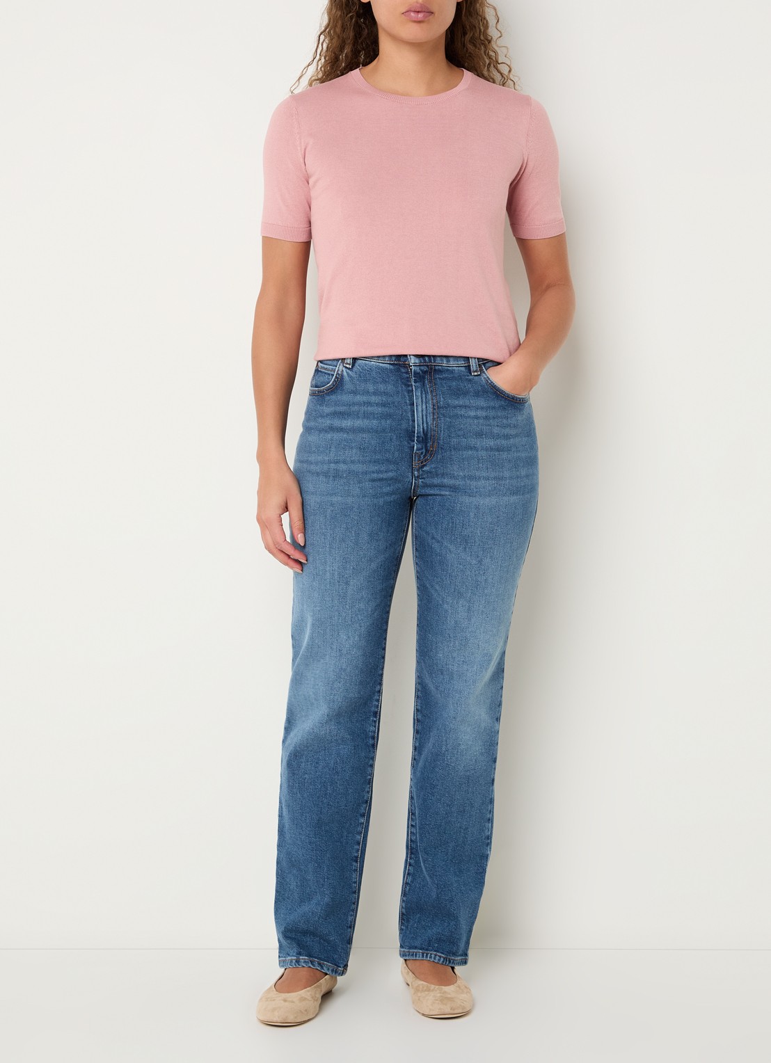 Max Mara Gabarra T-shirt van satijn - voorkant 3 oudroze