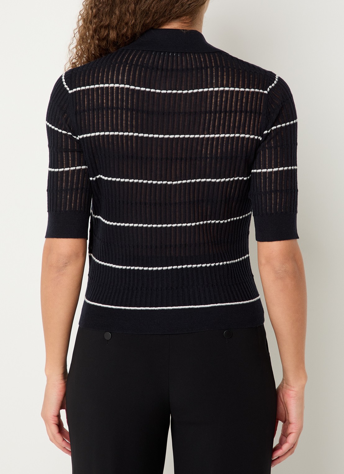 Max Mara Gallo fijngebreide top in zijdeblend - achterkant 4 donkerblauw