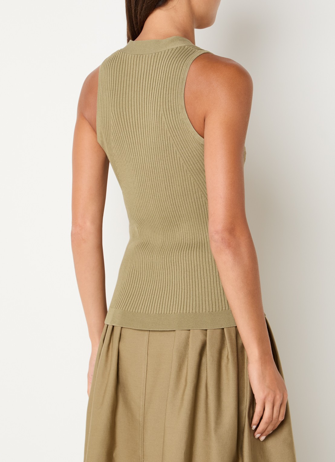 Max Mara Gebreid vest met ribstructuur - achterkant 2 khaki