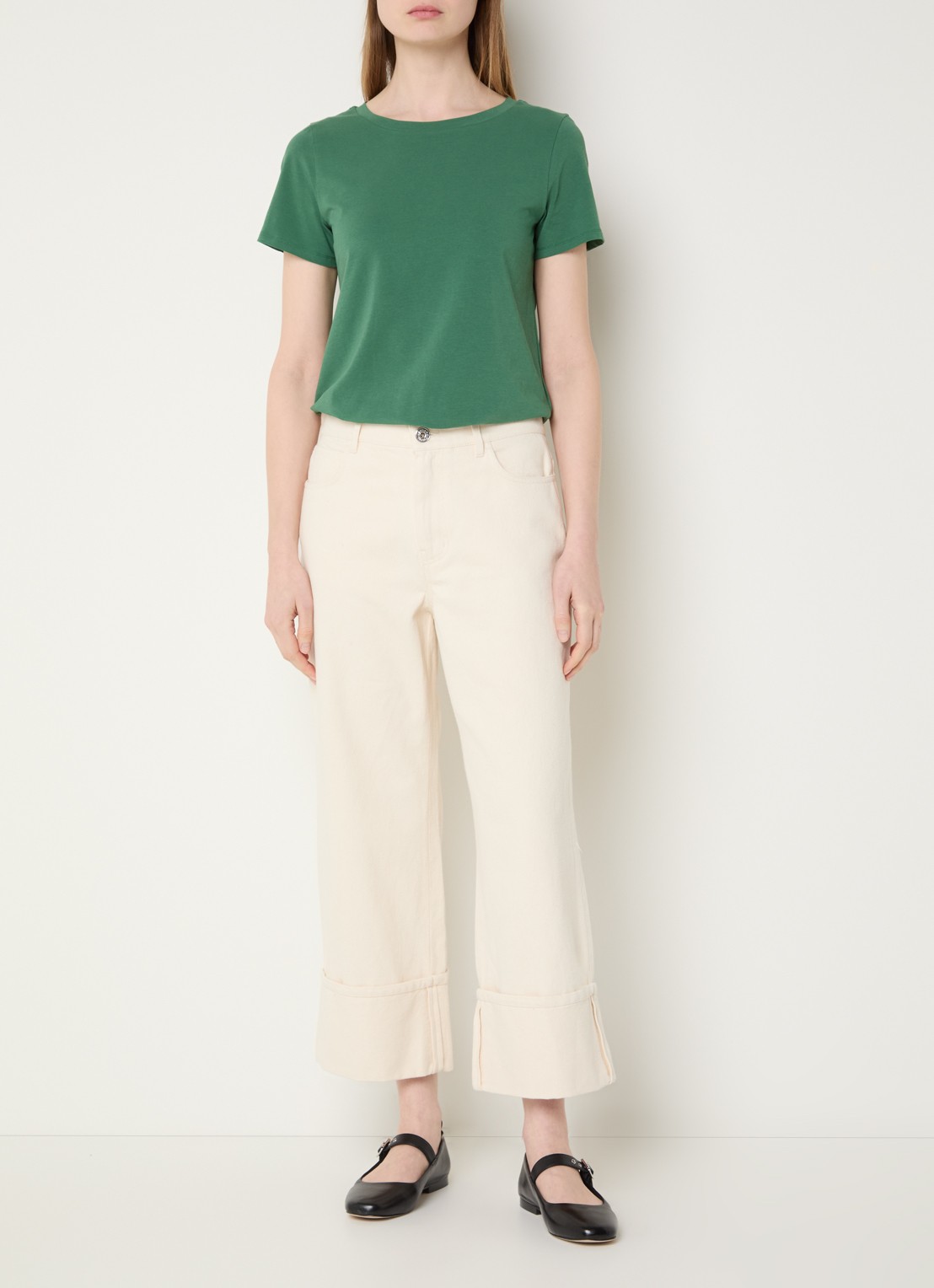 Max Mara Gesto high waist wide leg cropped jeans met gekleurde wassing - voorkant 4 gebroken wit